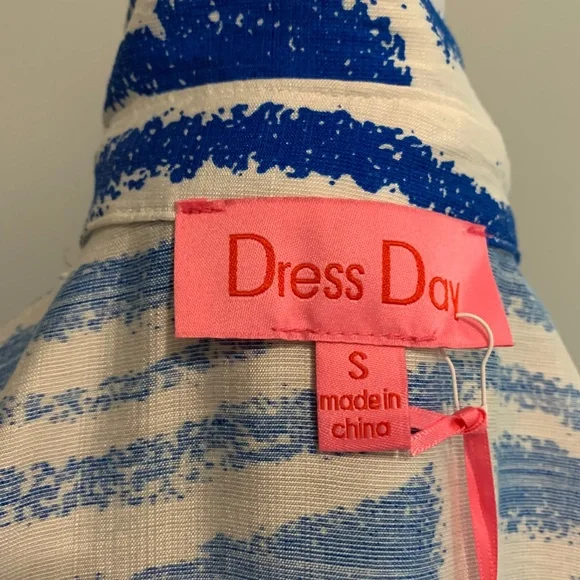 NWT Blue & White Zebra Striped Shirt Minidress - Picture 5 of 6